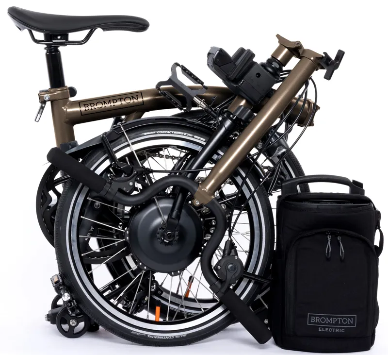 Brompton Electric P Line Urban Folding Bike 2024 in Bronze Sky-6